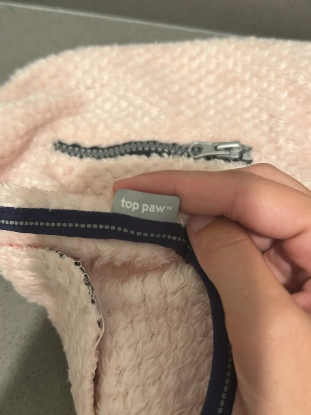 S/M Dog Plush Zip Jacket in Light Pink